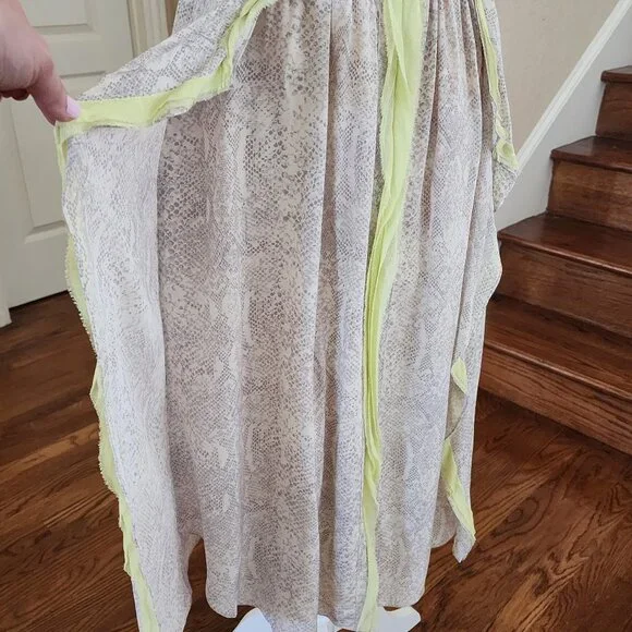 Rebecca Taylor Dress Silk A-Line Sleeveless V-Neck Midi Lined Neutral Size 0 - Picture 5 of 10